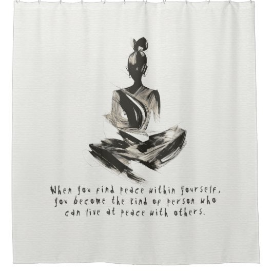 Yoga Instructor Meditation Pose Schlaganfall Zitat Duschvorhang (Vorderseite)