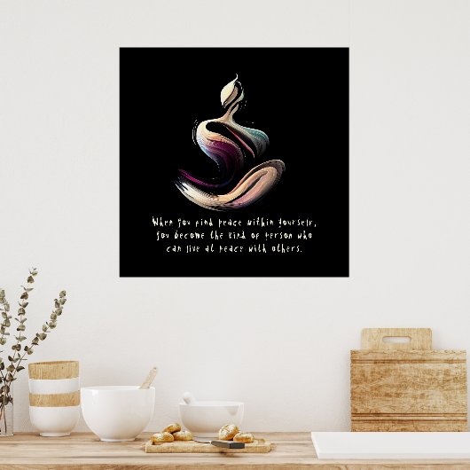 Yoga Instructor Meditation Pose Schlaganfall Zitat Poster (Küche)