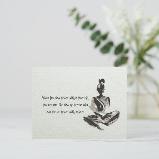 Yoga Instructor Meditation Pose Schlaganfall Zitat Postkarte (Stehend Vorderseite)