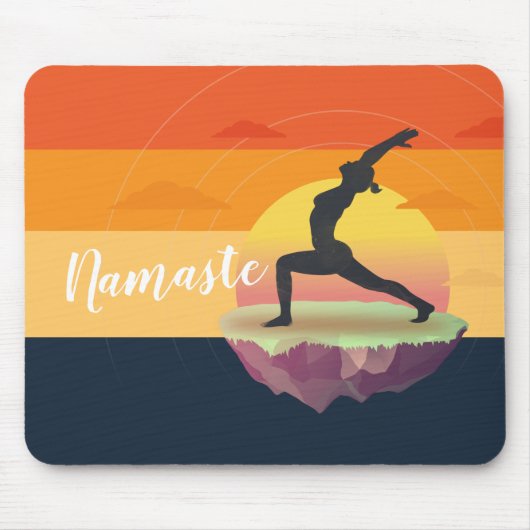 Yoga Instructor Meditation Pose Sun Flying Island Mousepad (Vorne)