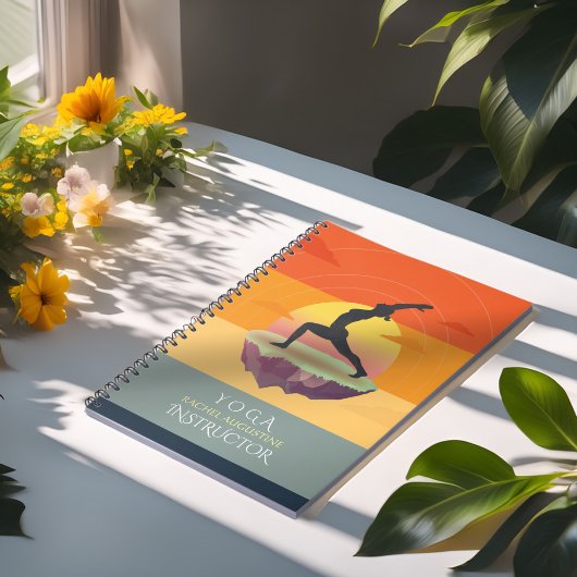 Yoga Instructor Meditation Pose Sun Flying Island Notizblock