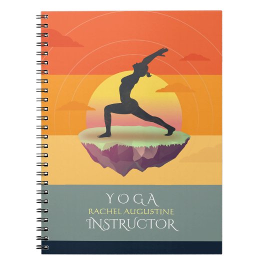 Yoga Instructor Meditation Pose Sun Flying Island Notizblock (Vorderseite)
