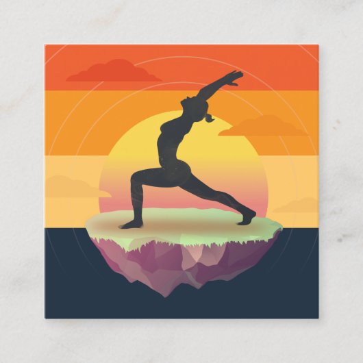 Yoga Instructor Meditation Pose Sun Flying Island Quadratische Visitenkarte (Vorderseite)