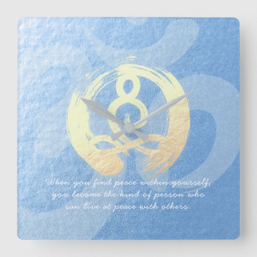 Yoga Instructor Meditation Pose Zen OM Kurse Quadratische Wanduhr (Vorderseite)