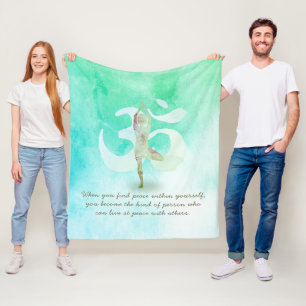 YOGA Instructor Meditation Tree Pose Om Sign Quote Fleecedecke