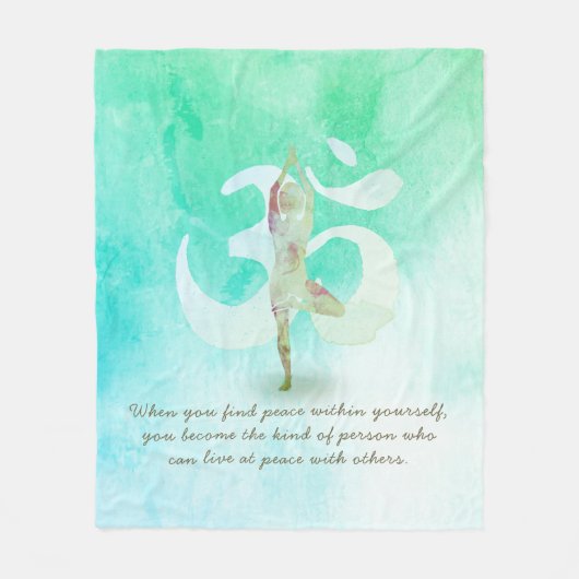 YOGA Instructor Meditation Tree Pose Om Sign Quote Fleecedecke (Vorderseite)