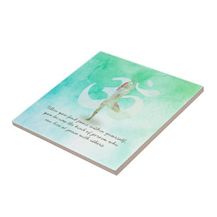 YOGA Instructor Meditation Tree Pose Om Sign Quote Fliese