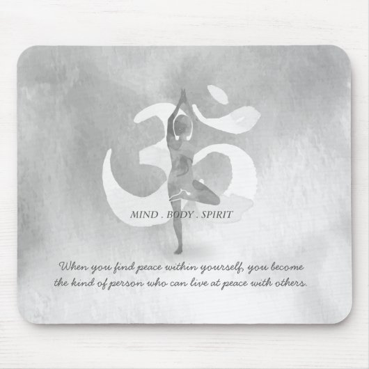 YOGA Instructor Meditation Tree Pose Om Sign Quote Mousepad (Vorne)