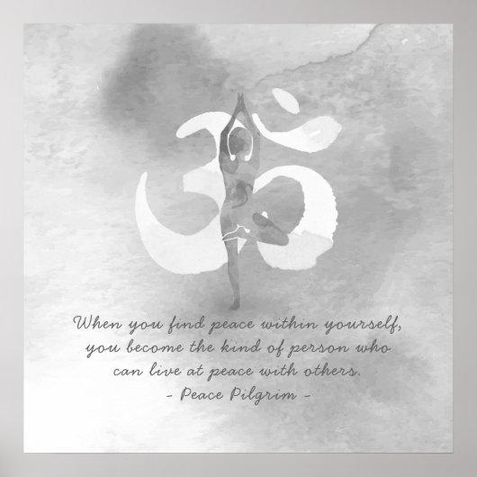YOGA Instructor Meditation Tree Pose Om Sign Quote Poster (Vorne)