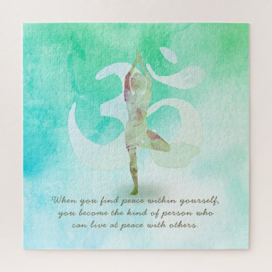 YOGA Instructor Meditation Tree Pose Om Sign Quote Puzzle (Vertikal)