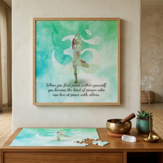 YOGA Instructor Meditation Tree Pose Om Sign Quote Puzzle