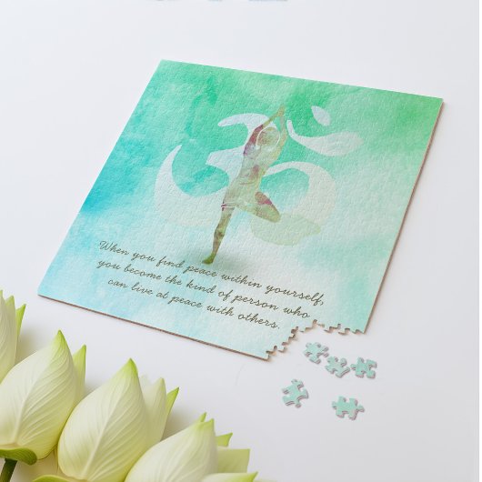 YOGA Instructor Meditation Tree Pose Om Sign Quote Puzzle