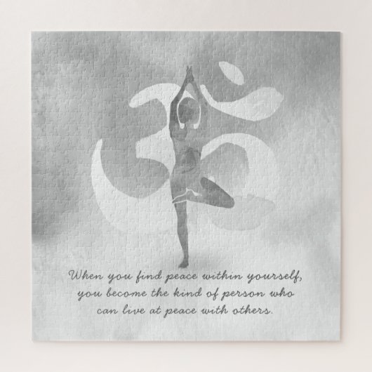YOGA Instructor Meditation Tree Pose Om Sign Quote Puzzle (Vertikal)