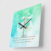 YOGA Instructor Meditation Tree Pose Om Sign Quote Quadratische Wanduhr (Winkel)
