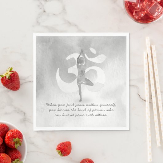 YOGA Instructor Meditation Tree Pose Om Sign Quote Serviette (Beispiel)