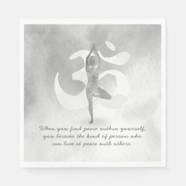 YOGA Instructor Meditation Tree Pose Om Sign Quote Serviette