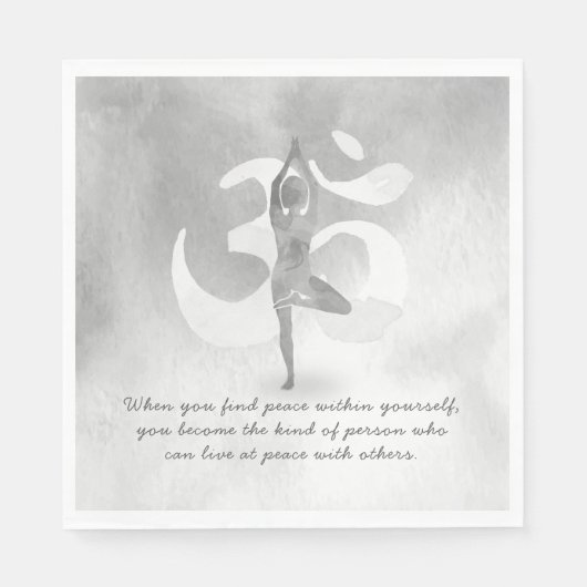 YOGA Instructor Meditation Tree Pose Om Sign Quote Serviette (Vorderseite)