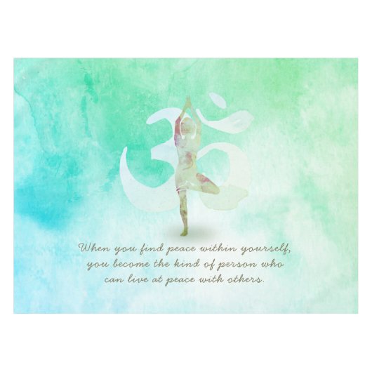 YOGA Instructor Meditation Tree Pose Om Sign Quote Tischdecke (Vorderseite (Horizontal))