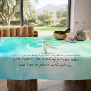 YOGA Instructor Meditation Tree Pose Om Sign Quote Tischdecke