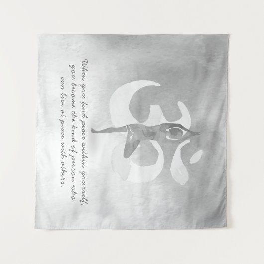 YOGA Instructor Meditation Tree Pose Om Sign Quote Wandteppich (Vorderseite (Horizontal))