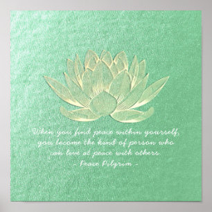 YOGA Instructor Meditation Zitat Blue Gold Lotus Poster