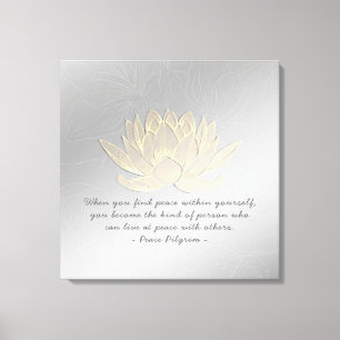 YOGA Instructor Meditation Zitat Silver Gold Lotus Leinwanddruck
