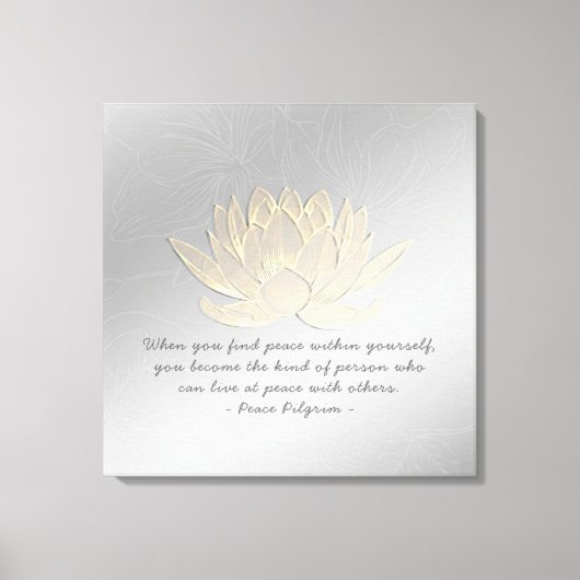 YOGA Instructor Meditation Zitat Silver Gold Lotus Leinwanddruck (Vorderseite)