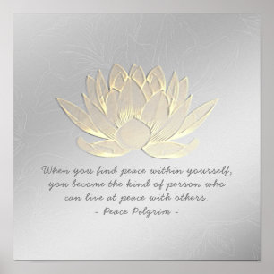 YOGA Instructor Meditation Zitat Silver Gold Lotus Poster