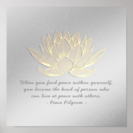 YOGA Instructor Meditation Zitat Silver Gold Lotus Poster (Vorne)