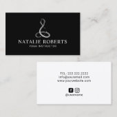 Yoga Instructor Meditor Logo Minimalistisch Black Visitenkarte (Vorne/Hinten)