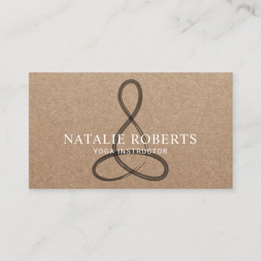 Yoga Instructor Meditor Logo Rustic Kraft Visitenkarte (Vorderseite)