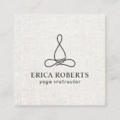 Yoga Instructor Minimalistisch Line Logo Elegante  Quadratische Visitenkarte (Vorderseite)