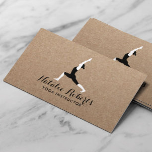 Yoga Instructor Minimalistisch Yoga Pose Rustic Kr Visitenkarte