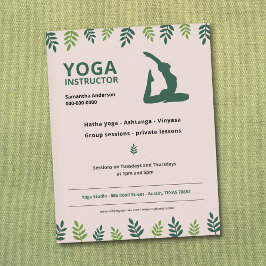 Yoga Instructor mit Flyer "Green Blätter"