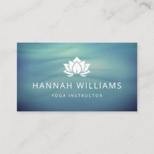 Yoga Instructor Modern Lotus Blue Business Card Visitenkarte