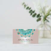 Yoga Instructor Moderne Rose Gold Aquamarin Mandal Visitenkarte (Stehend Vorderseite)