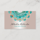 Yoga Instructor Moderne Rose Gold Aquamarin Mandal Visitenkarte (Vorderseite)
