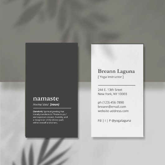 Yoga Instructor Namaste Minimalistisch Black Moder Visitenkarte