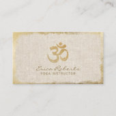 Yoga Instructor Om Symbol Gold Grunge Gerahmte Lin Visitenkarte (Vorderseite)