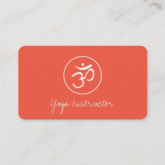 Yoga Instructor Om Symbol Peach Simple Visitenkarte (Vorderseite)