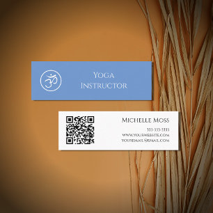 Yoga Instructor Om Symbol QR Code Light Blue Mini Visitenkarte