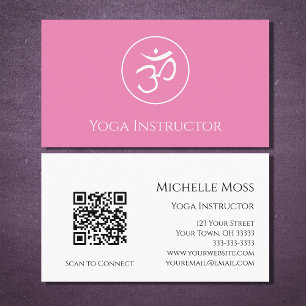 Yoga Instructor Om Symbol Simple Pink Visitenkarte