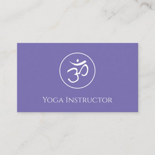 Yoga Instructor Om Symbol Trendy Lila Visitenkarte (Vorderseite)