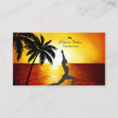 Yoga Instructor Palm Trees Ocean Sunset Silhouette Visitenkarte (Vorderseite)