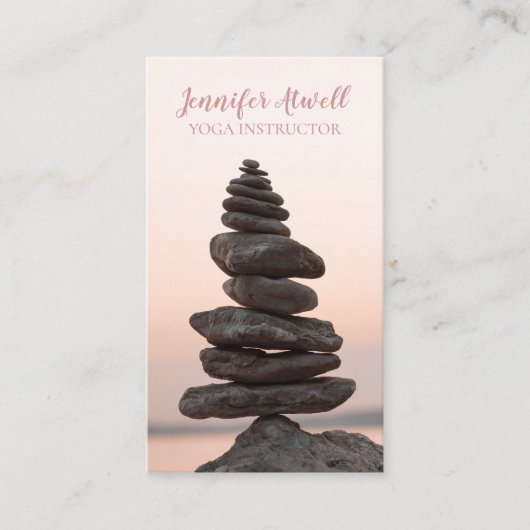 Yoga Instructor Peach Pink Zen Stones Meditation Visitenkarte (Vorderseite)