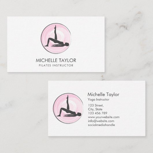 Yoga Instructor Pilates Fitness Moderner Namaste B Visitenkarte (Vorne/Hinten)