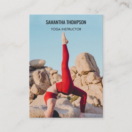Yoga Instructor Pilates Trainer Fitness Foto Visitenkarte (Vorderseite)