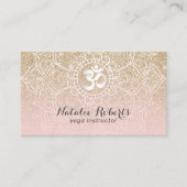Yoga Instructor Pink Gold Glitzer Floral Mandala Visitenkarte (Vorderseite)