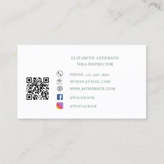 Yoga Instructor pose green retro slogan Visitenkarte (Rückseite)