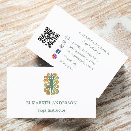 Yoga Instructor pose green retro Visitenkarte